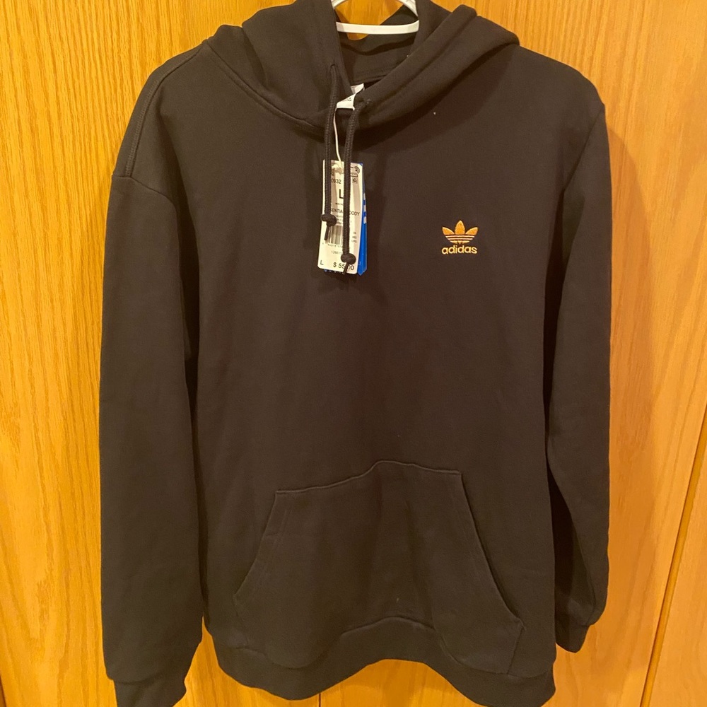 NWT Adidas Originals - Black and Gold Essential Hoody - Men’s LARGE
